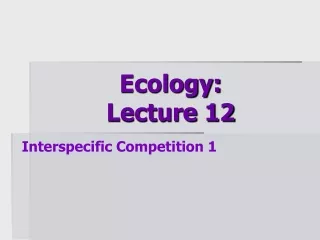 Ecology:  Lecture 12