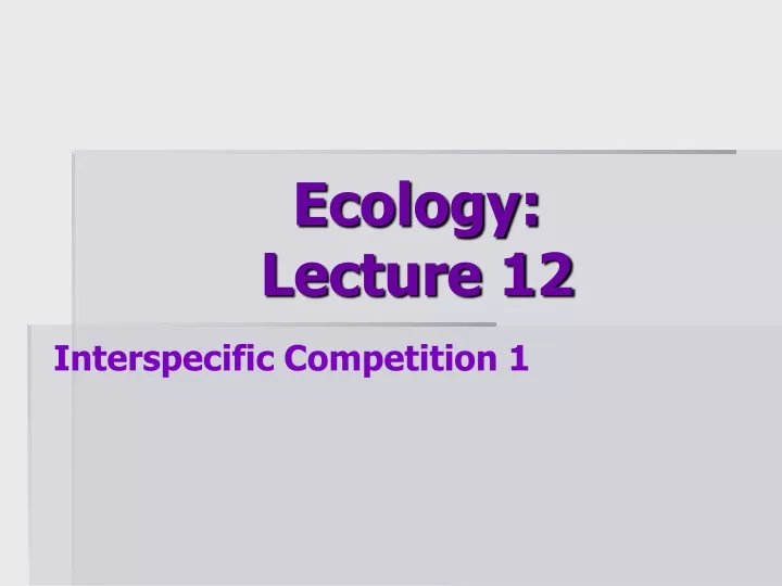 ecology lecture 12