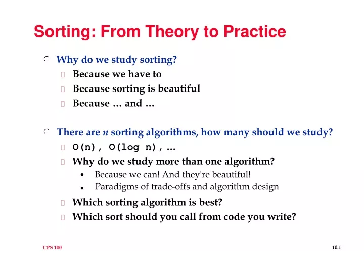 sorting from theory to practice