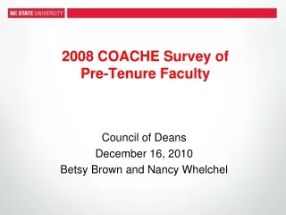 2008 COACHE Survey of  Pre-Tenure Faculty