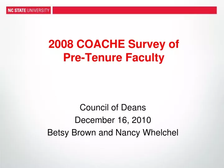 2008 coache survey of pre tenure faculty
