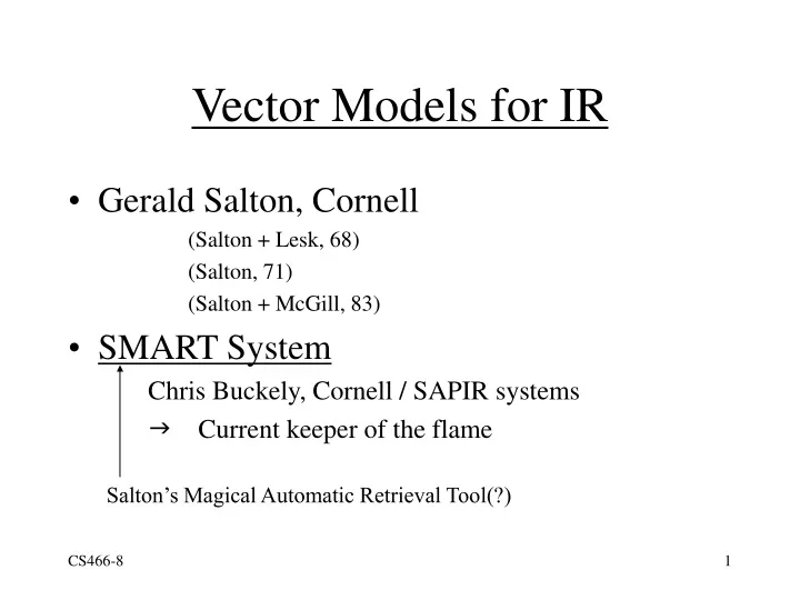 vector models for ir