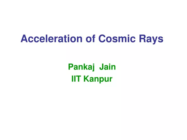 acceleration of cosmic rays