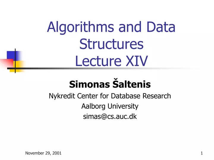 algorithms and data structures lecture xiv