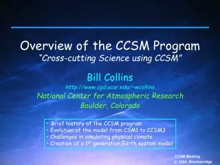 Overview of the CCSM Program “Cross-cutting Science using CCSM”