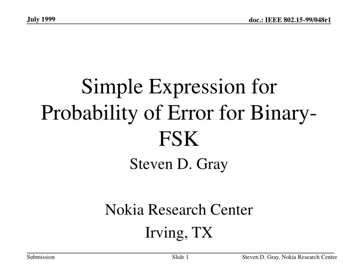 simple expression for probability of error