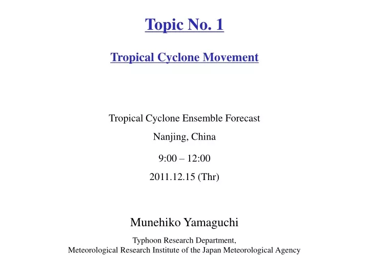 topic no 1 tropical cyclone movement