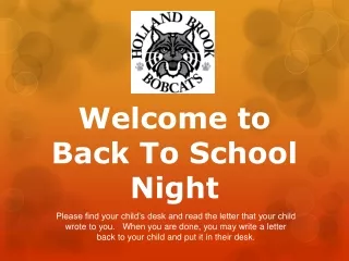 Welcome to  Back To School Night