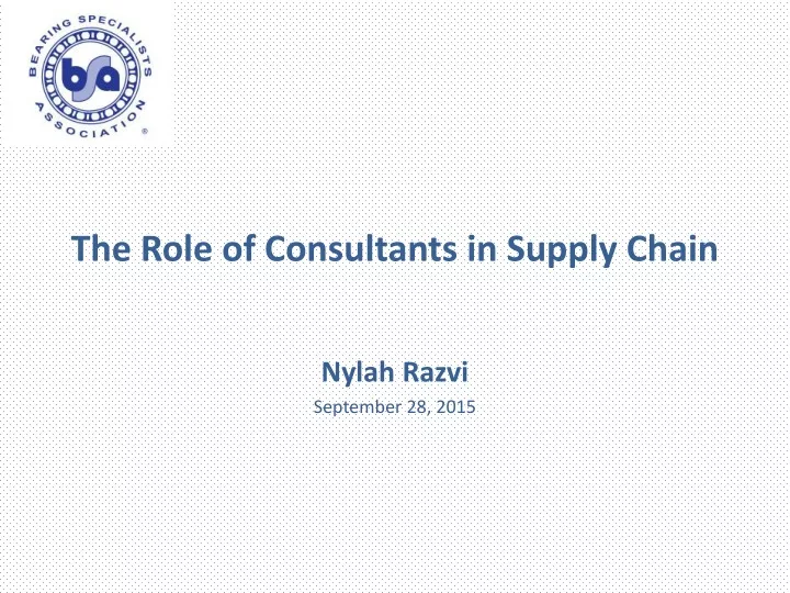 the role of consultants in supply chain