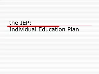 the IEP:  Individual Education Plan