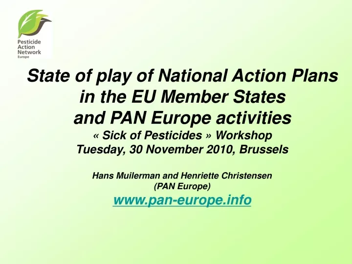 state of play of national action plans