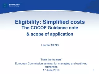 eligibility simplified costs the cocof guidance note scope of application laurent sens