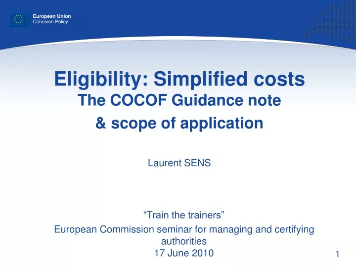 eligibility simplified costs the cocof guidance note scope of application laurent sens