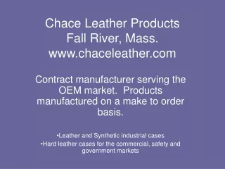 Chace Leather Products Fall River, Mass. chaceleather