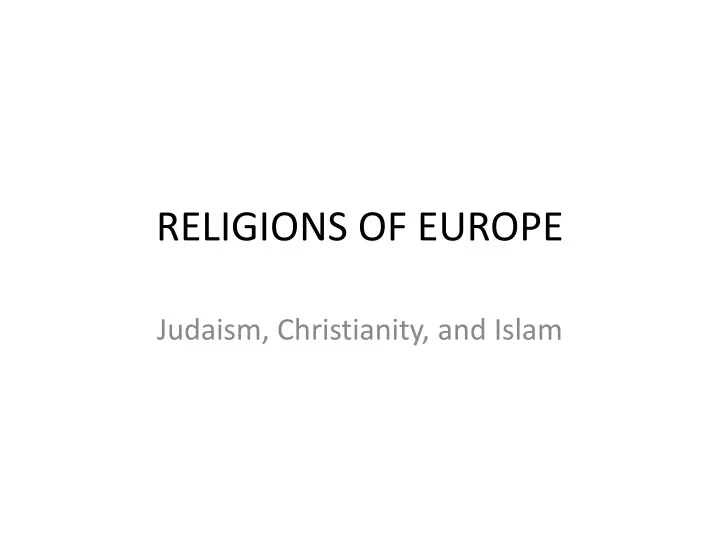 religions of europe