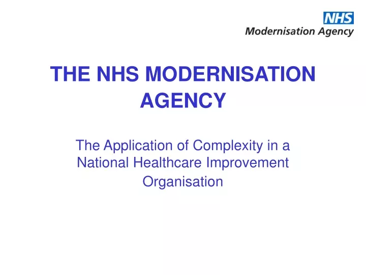 the nhs modernisation agency