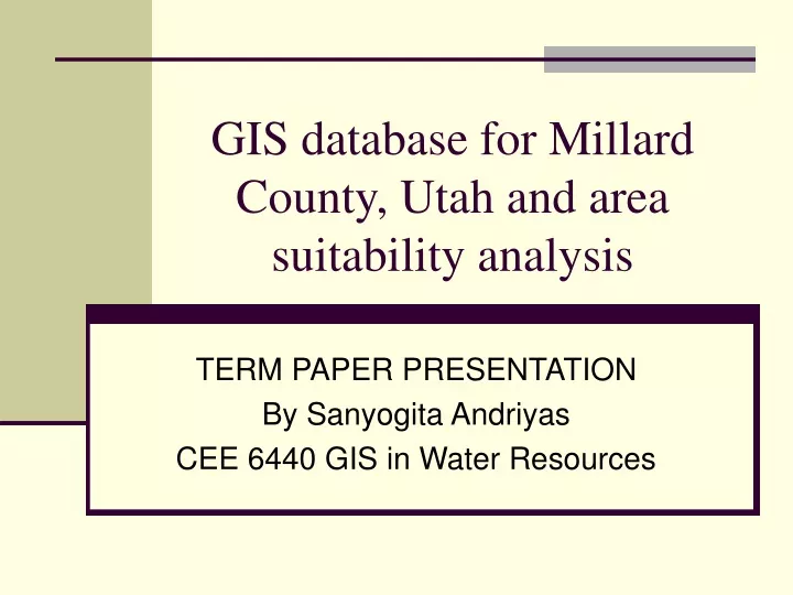 gis database for millard county utah and area suitability analysis