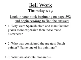 Bell Work Thursday 1/29