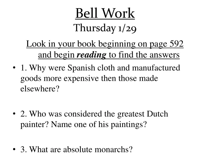 bell work thursday 1 29