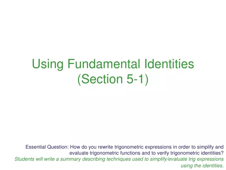 using fundamental identities section 5 1