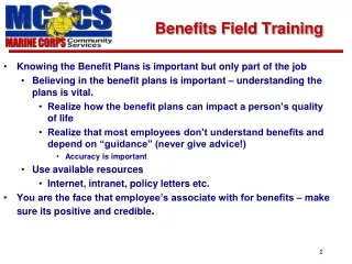 Benefits Field Training