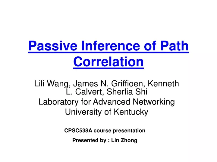 passive inference of path correlation