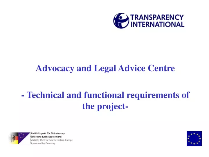 advocacy and legal advice centre technical and functional requirements of the project