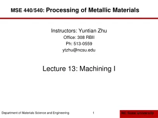 MSE 440/540:  Processing of Metallic Materials