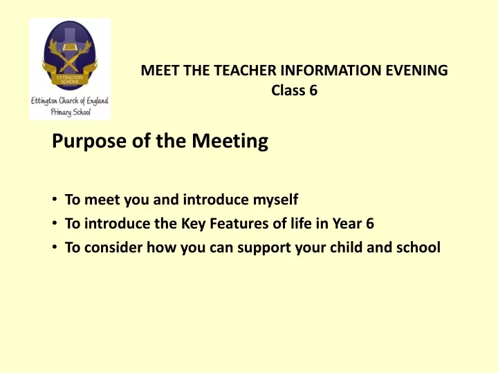 meet the teacher information evening class 6