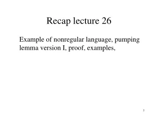 Recap lecture 26