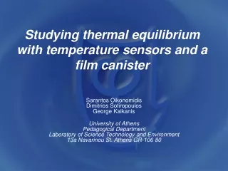 Studying thermal equilibrium with temperature sensors and a film canister