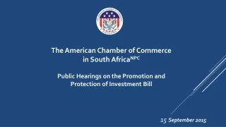 The American Chamber of Commerce in South Africa NPC Public Hearings on the Promotion and