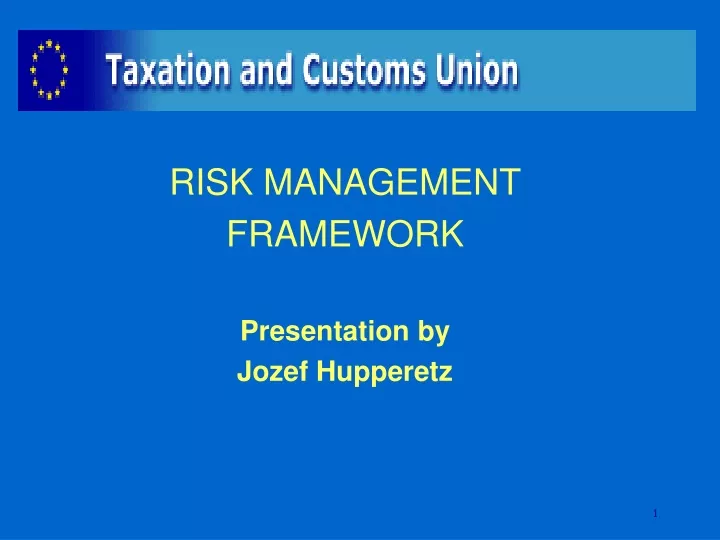 risk management framework presentation by jozef