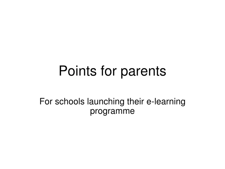 points for parents