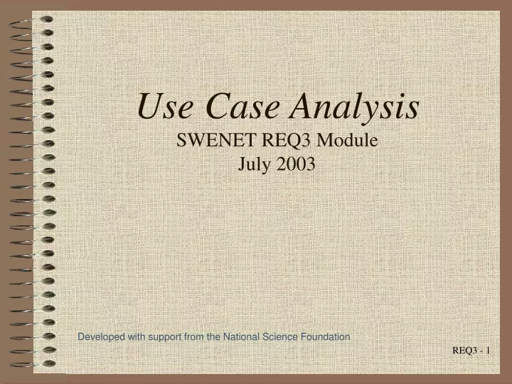 use case analysis swenet req3 module july 2003