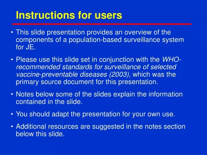 instructions for users