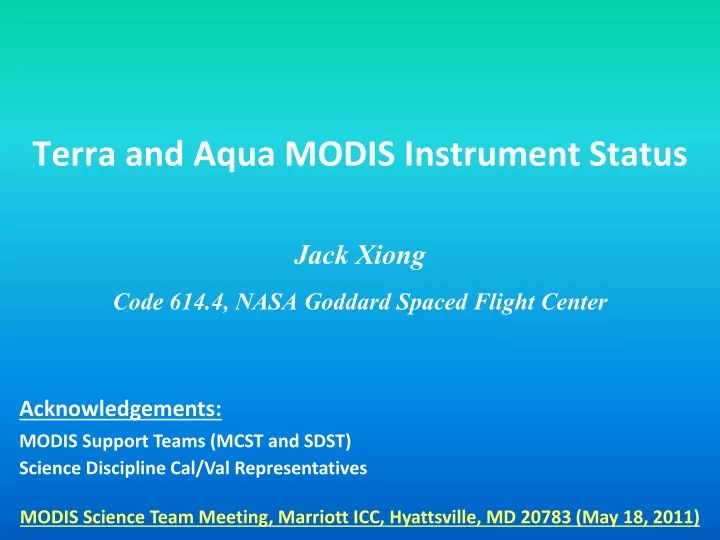 terra and aqua modis instrument status