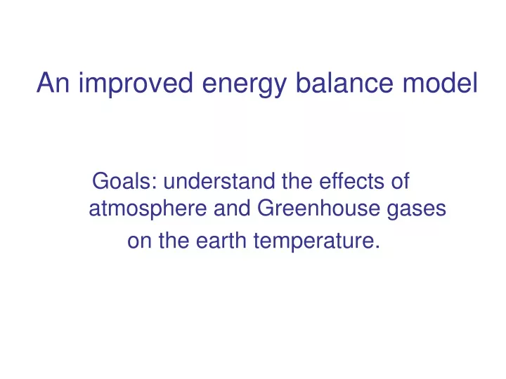 an improved energy balance model