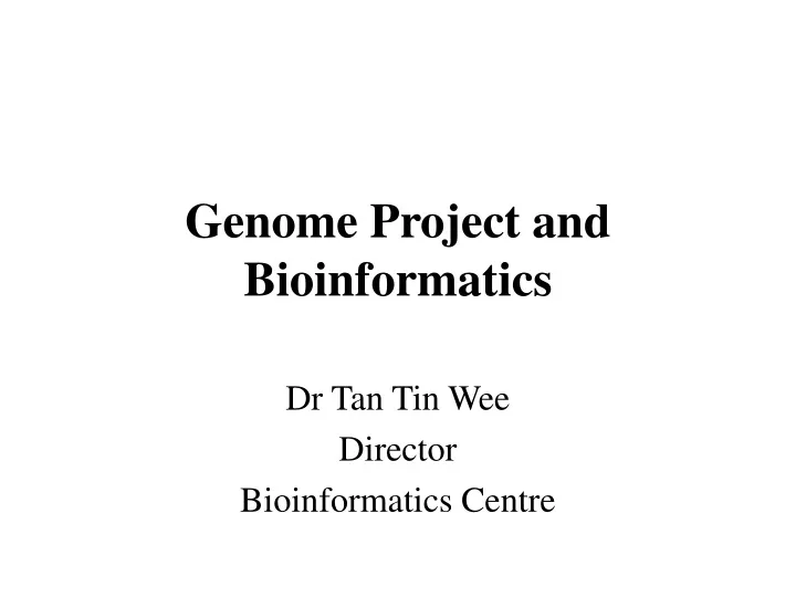 genome project and bioinformatics