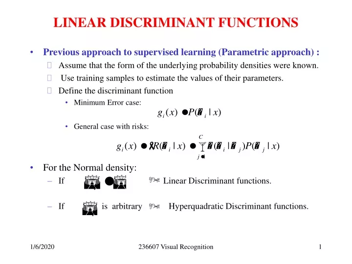 linear discriminant functions