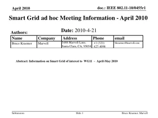 Smart Grid ad hoc Meeting Information - April 2010