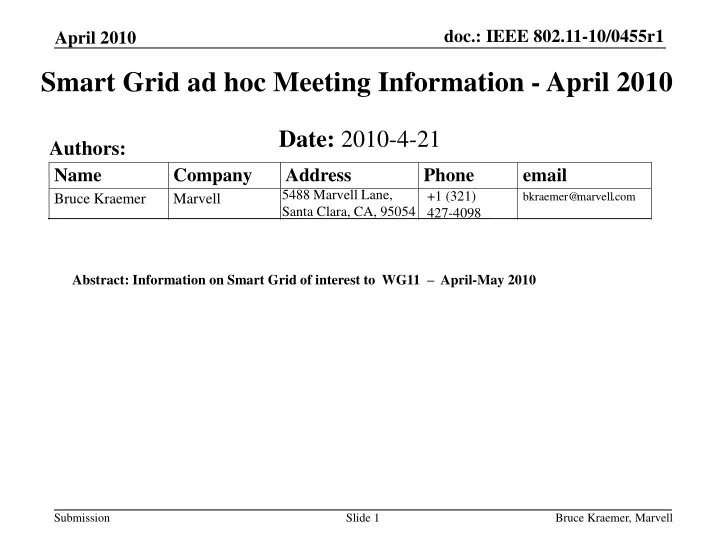 smart grid ad hoc meeting information april 2010