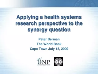 Applying a health systems research perspective to the synergy question