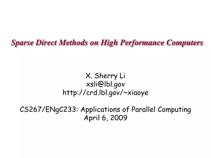 sparse direct methods on high performance computers