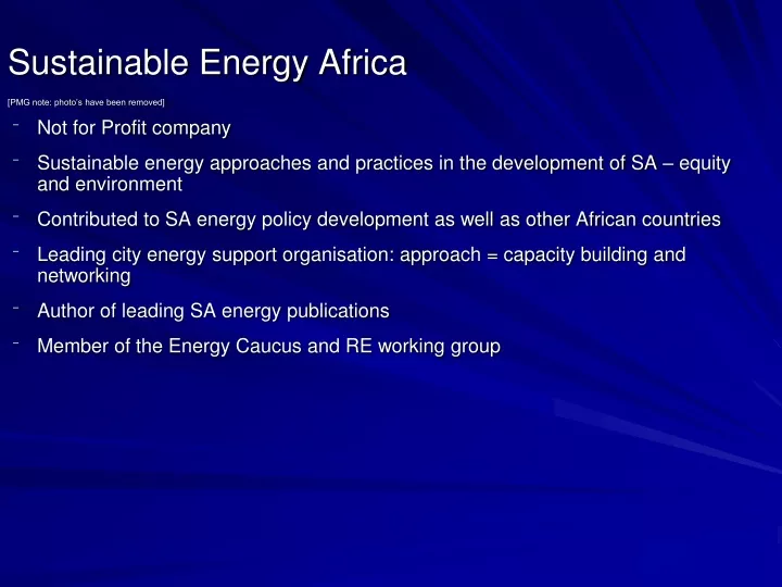 sustainable energy africa pmg note photo s have