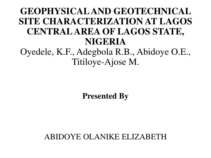 geophysical and geotechnical site