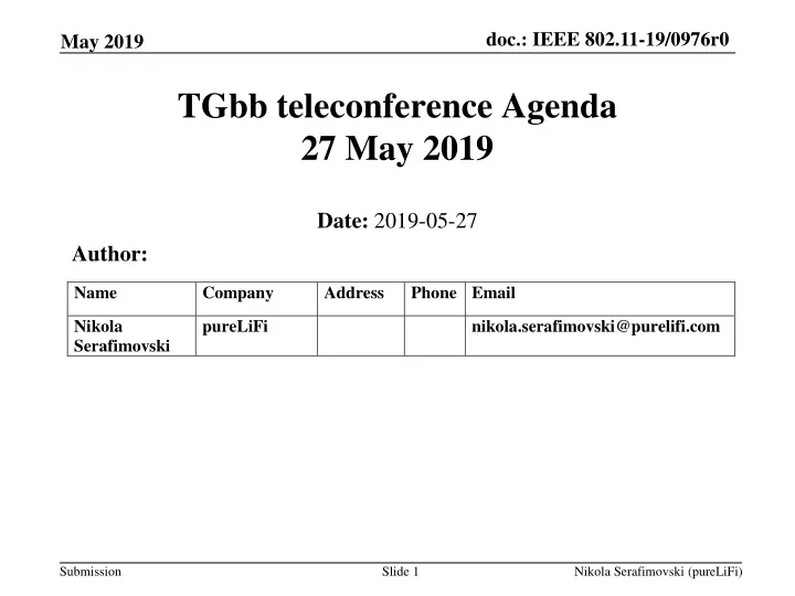 tgbb teleconference agenda 27 may 2019