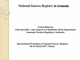 International Workshop on National Sources Registry,  20-23 March 2017, Vienna