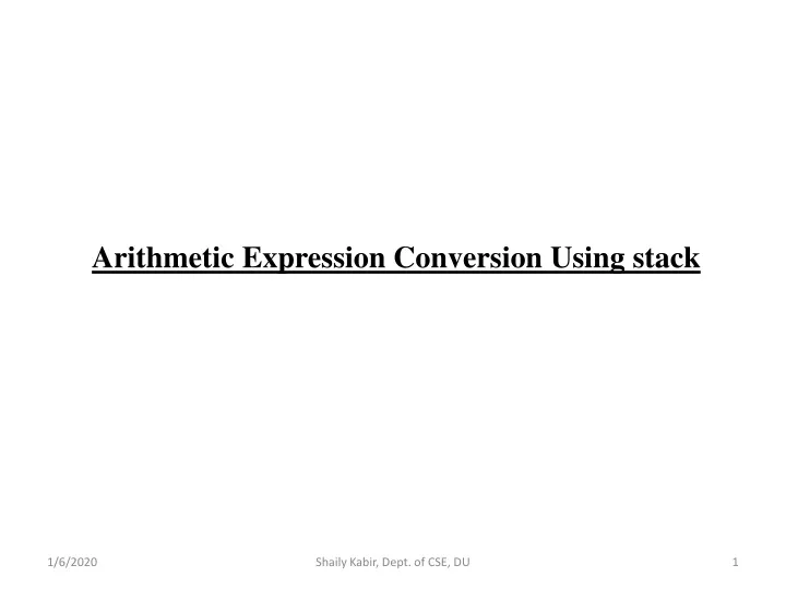 arithmetic expression conversion using stack