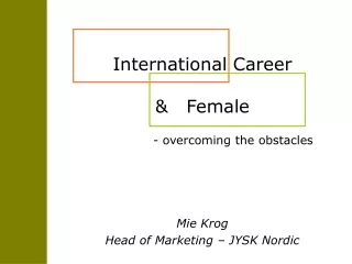 International Career &amp;   Female